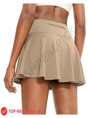 Pleated Tennis Skirt with 4 Pockets Built-in Short Liner High Waist Athletic